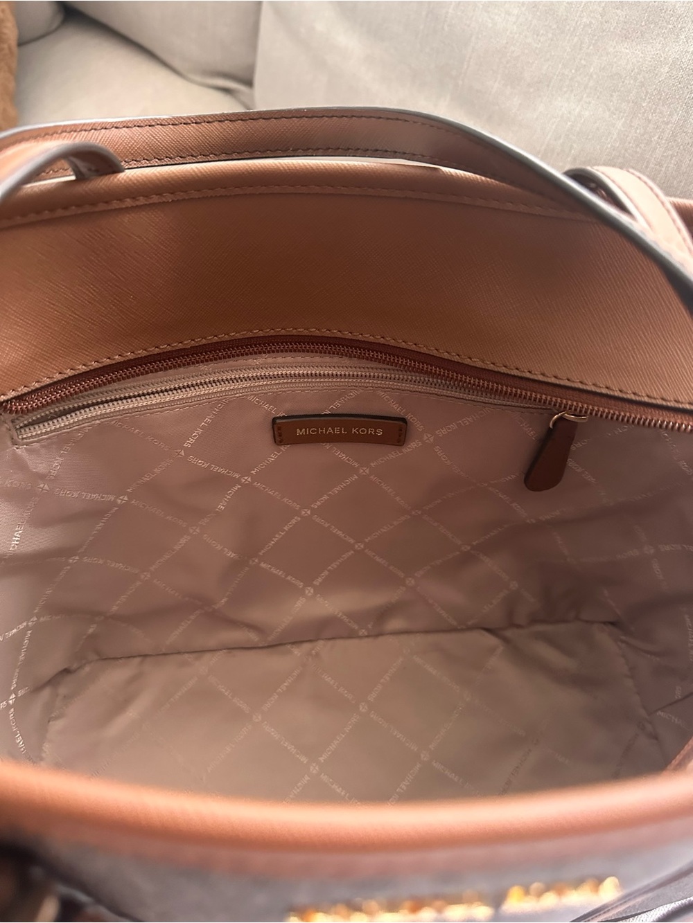 Michael Kors Brown & Tan Logo Tote - Picture 3 of 4